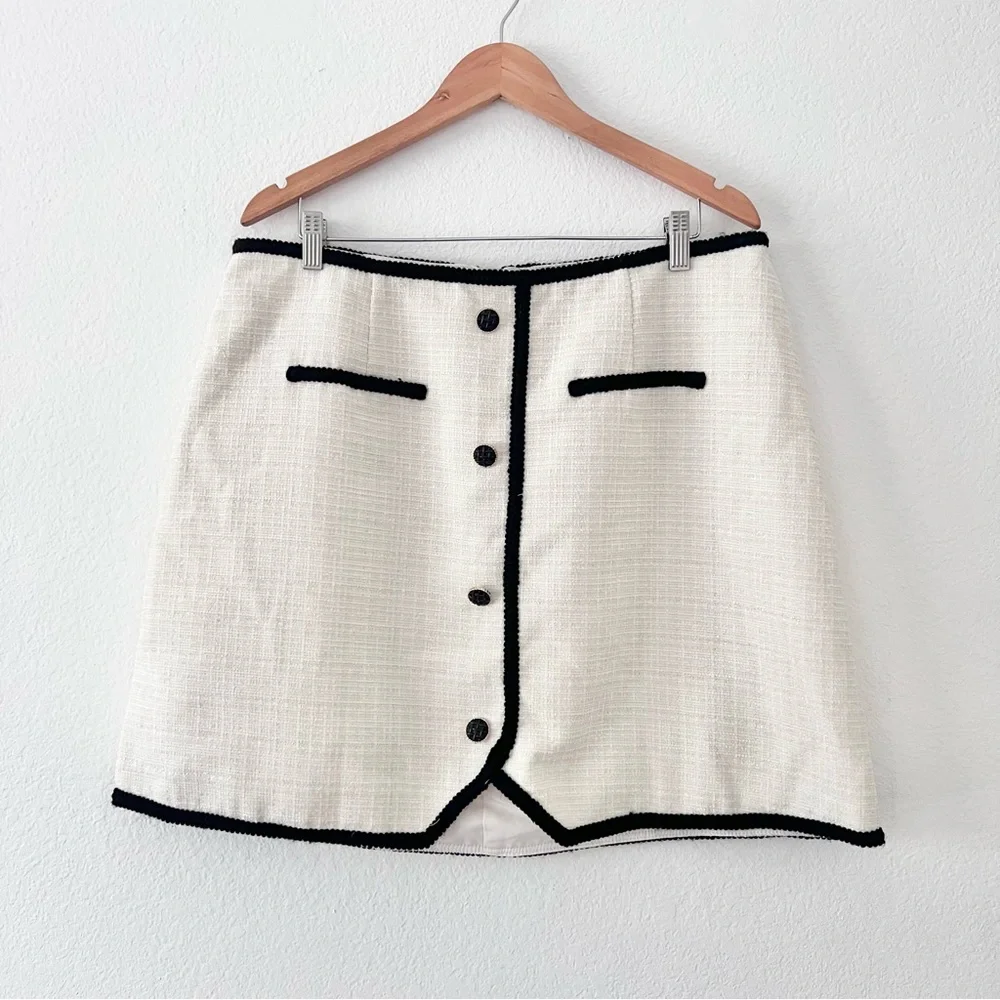 Cider Cream Tweed Button Front Mini Skirt Sz 2XL NWT - Picture 4 of 7